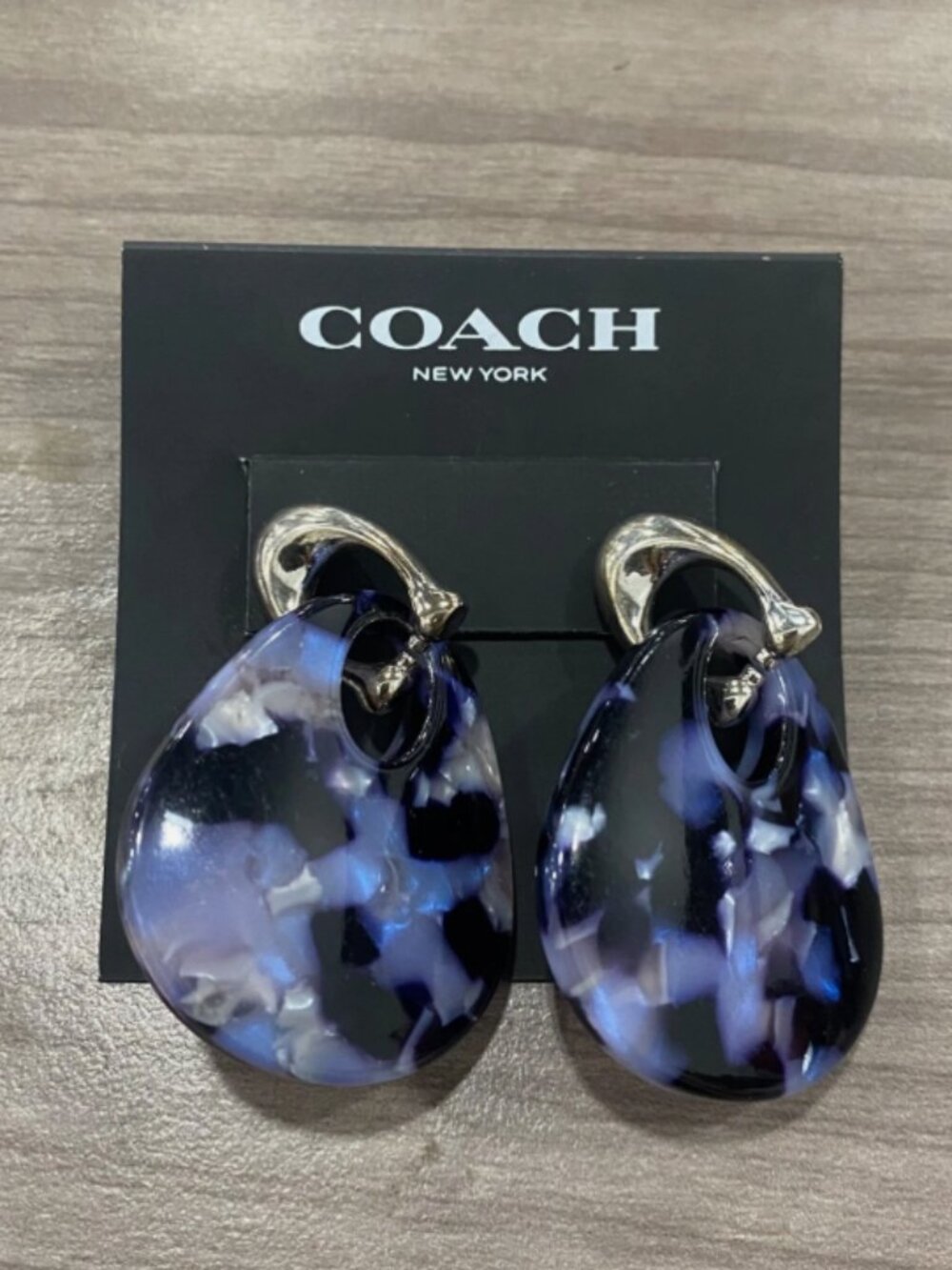 Coach Silver-tone Teardrop Earrings Multi-color Resin